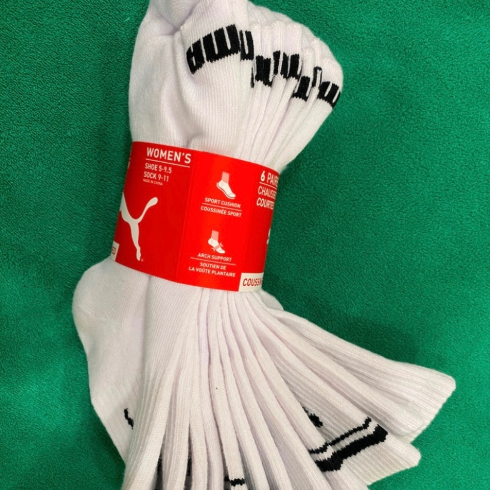 Puma Women’s Athletic White Low Crew Socks 6 Paires